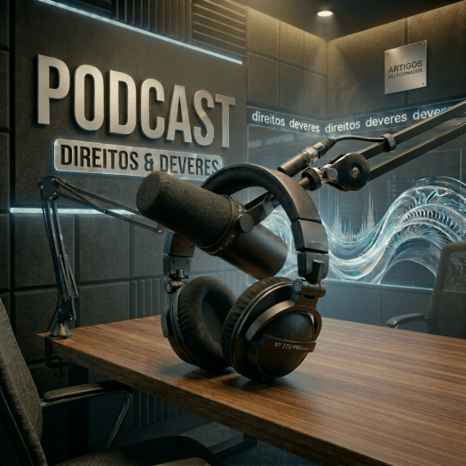Podcast microphone with headphones in recording studio and text about Connect & Create episode 42 on power of voice